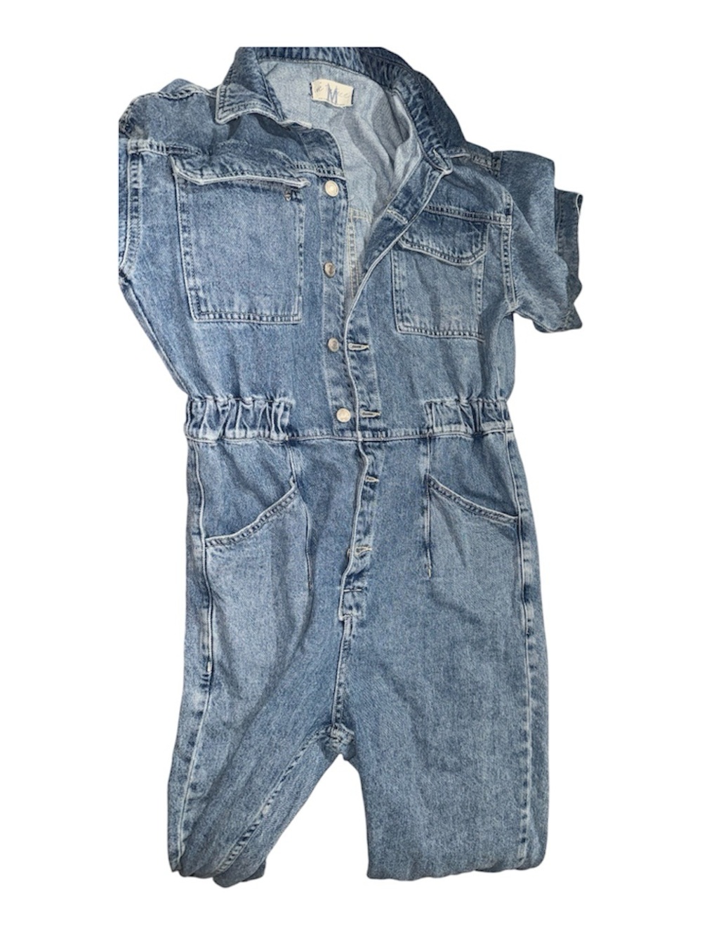 We The Free Light Blue Denim Straight Leg Jumpsuit